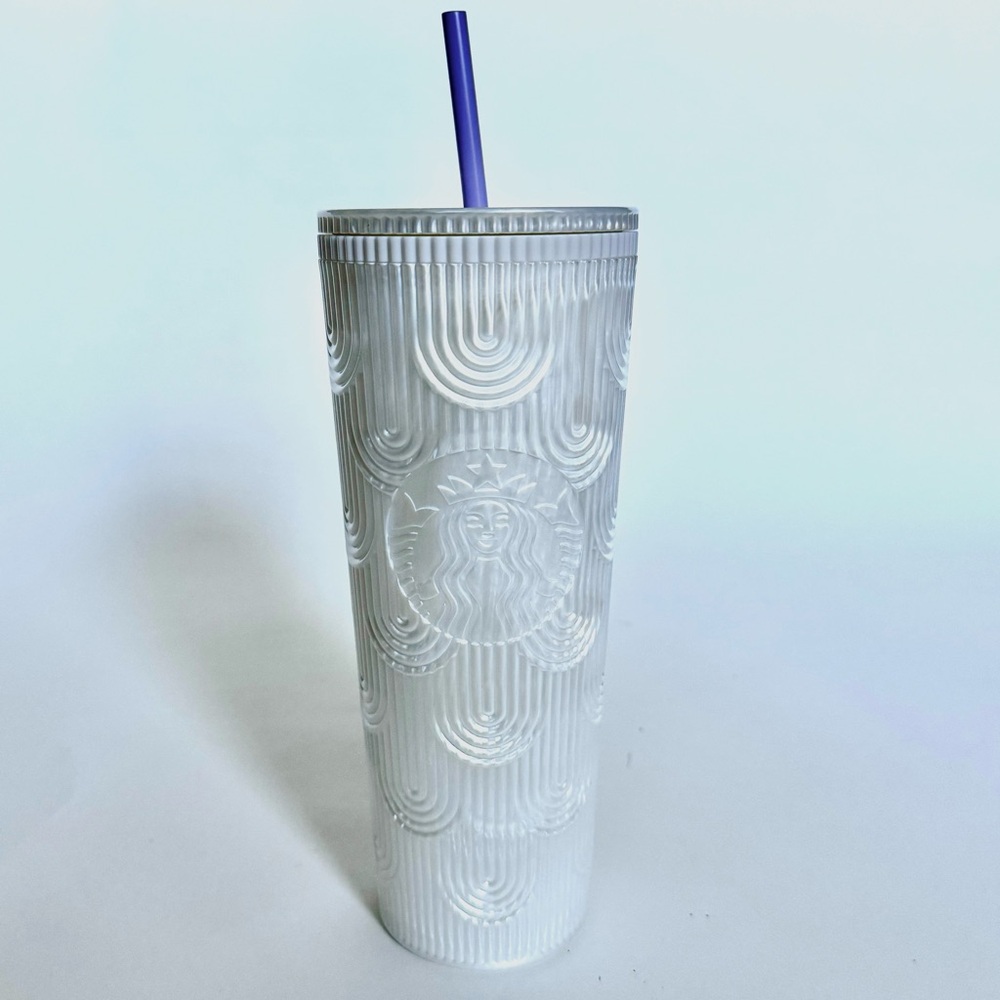 STARBUCKS 24oz TUMBLER LIMITED EDITION BEST MOST FAVORITE PEARLESCENT WHITE
